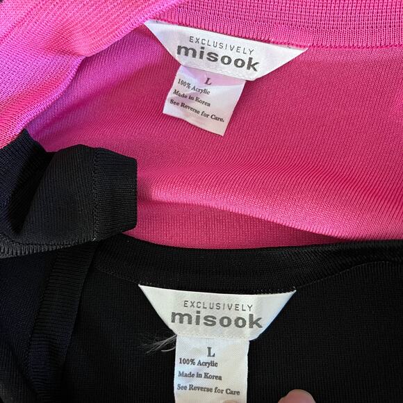 Misook Sweater Jacket Set Pink Black Trim Knit Shell 2 Pc L Modern Heritage - Picture 11 of 13